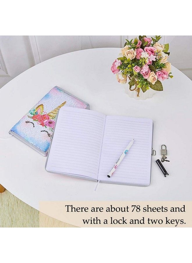 MHJY - Unicorn Notebook Sequin Secret Diary With Lockreversible Mermaid Sequin Notebook Private Journal Magic Travel Journal Unicorn Notebook For Adults And Kids - Image 1