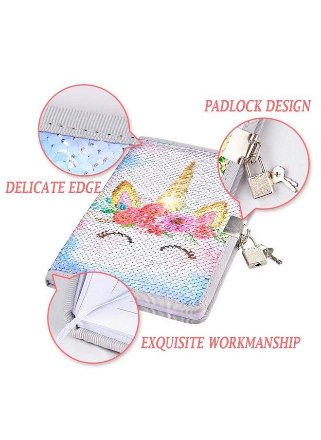 MHJY - Unicorn Notebook Sequin Secret Diary With Lockreversible Mermaid Sequin Notebook Private Journal Magic Travel Journal Unicorn Notebook For Adults And Kids - Image 1