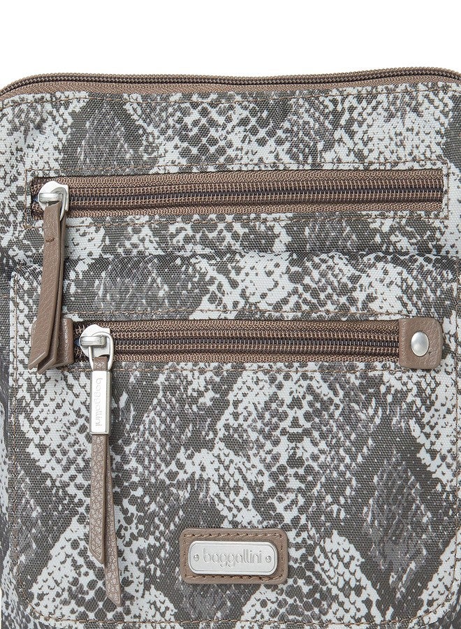 Baggallini womens Escape Crossbody with RFID phone wristlet, Tan Python, One Size US - Image 3