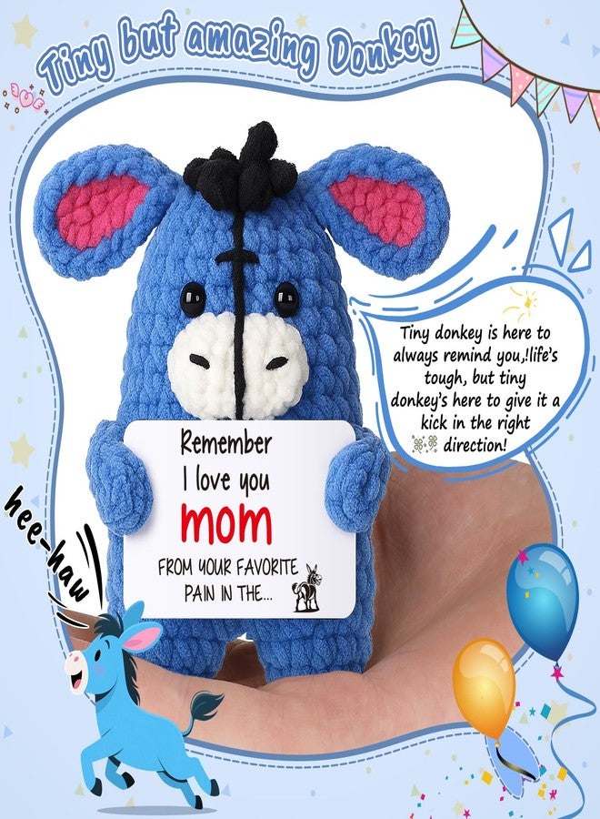FEFAMM Mini Mothers Day Birthday Gifts for Mom from Daughter Son, Handmade Crochet Donkey Funny I Love You Gifts for Mother Moms Mommy Supermom New Bonus Small Unique Mothers Day Decorations Crochet Animals - Image 2