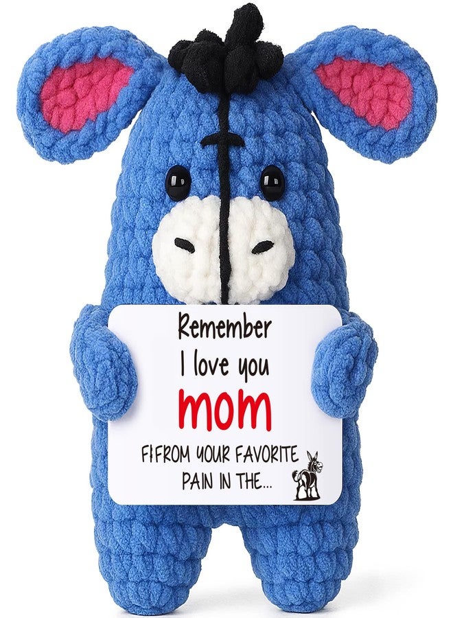 FEFAMM Mini Mothers Day Birthday Gifts for Mom from Daughter Son, Handmade Crochet Donkey Funny I Love You Gifts for Mother Moms Mommy Supermom New Bonus Small Unique Mothers Day Decorations Crochet Animals - Image 1