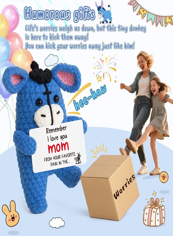 FEFAMM Mini Mothers Day Birthday Gifts for Mom from Daughter Son, Handmade Crochet Donkey Funny I Love You Gifts for Mother Moms Mommy Supermom New Bonus Small Unique Mothers Day Decorations Crochet Animals - Image 5