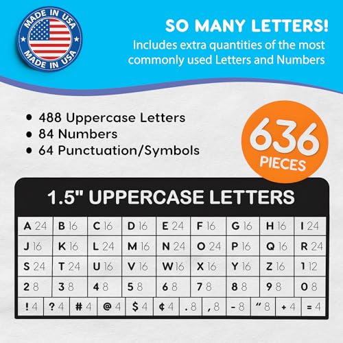 FreshCut Crafts 636 Pcs 1.5 in. Happy Colors Bulletin Board Letters & Numbers, Capital Alphabet, Numbers, Punctuation, US Made Card Stock Punch Out Letters for Posters, Bulletin Boards, Classroom - Image 4