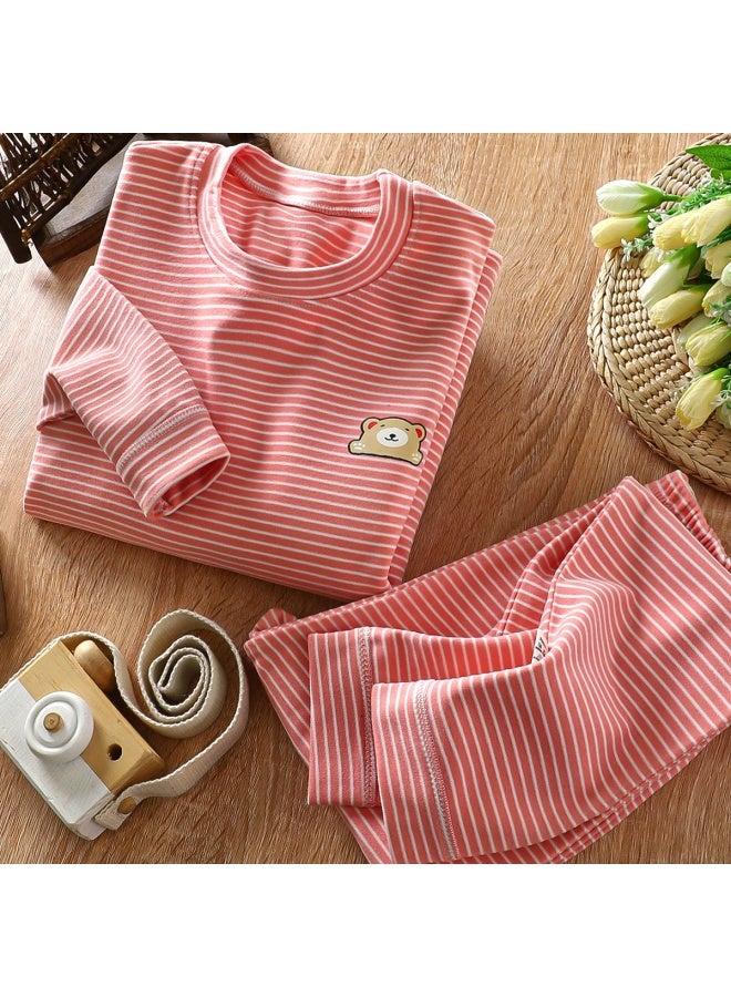 Children's Velvet Suit Warm Fall/winter Pajamas Large Children's Base Thickened Men's And Women's Treasure Home Autumn Clothes And Pants