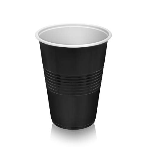 True Black 16oz Plastic Cups for Party, Disposable Drinking Cups Plastic Disposable Cups for Party, Beer Pong Cups, Black Plastic Cups, Set of 50 - Image 1