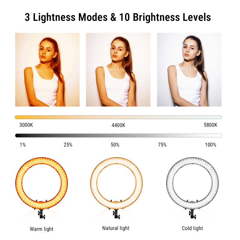 IVISII Ring Light,19inch LED Ring Light with Stand &LCD Display Adjustable Color Temperature 3000K-5800K, Makeup Light for YouTube Video Shooting, Portrait, Vlog, Selfie ã€Upgraded Versionã€‘ - Image 2