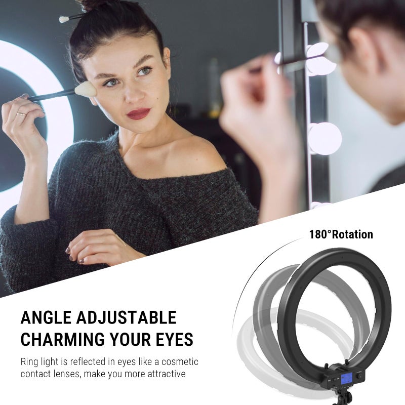 IVISII Ring Light,19inch LED Ring Light with Stand &LCD Display Adjustable Color Temperature 3000K-5800K, Makeup Light for YouTube Video Shooting, Portrait, Vlog, Selfie ã€Upgraded Versionã€‘ - Image 4