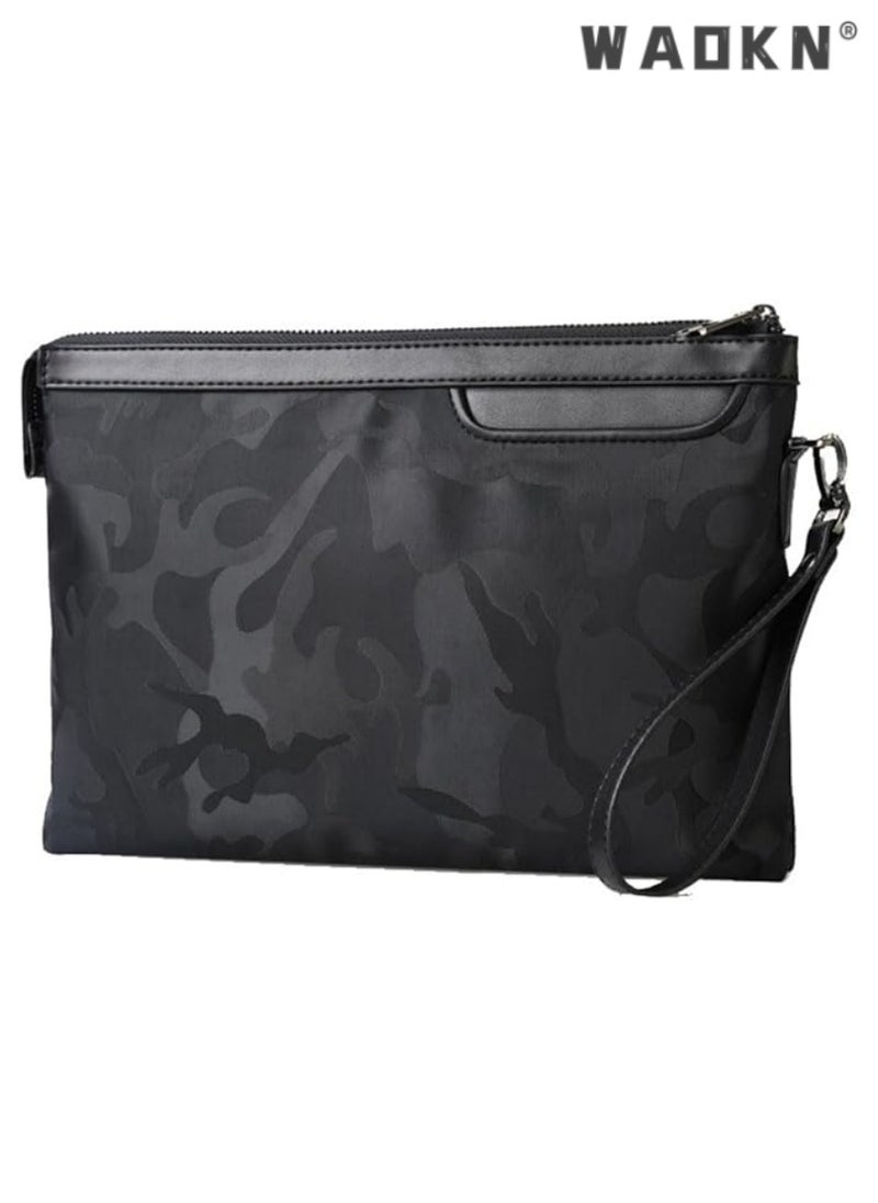 WAOKN Fashionable Men's Wrist Bag, Multi-functional Organizer Handbag, Elegant Wrist Wallet, Convenient Hand-held Small Crossbody Bag（black）  - Image 1