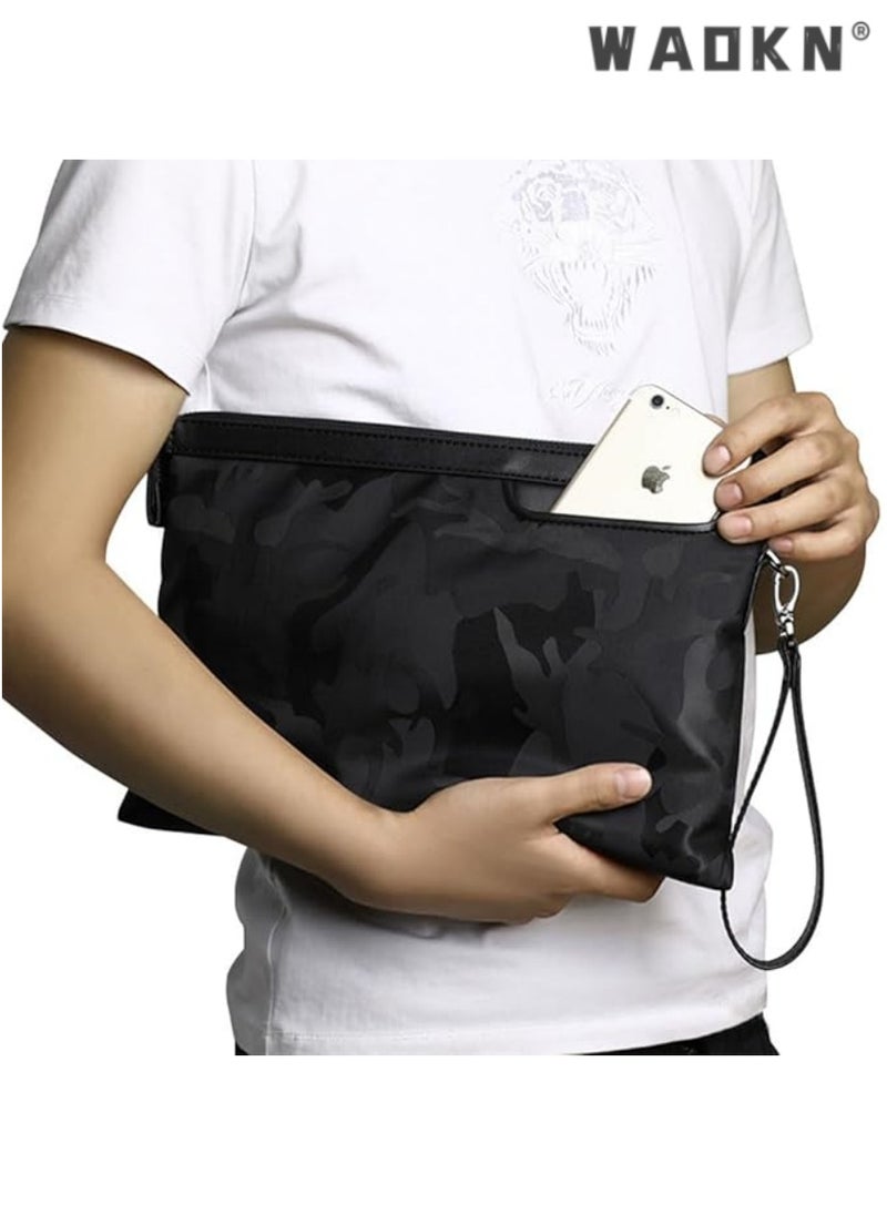 WAOKN Fashionable Men's Wrist Bag, Multi-functional Organizer Handbag, Elegant Wrist Wallet, Convenient Hand-held Small Crossbody Bag（black）  - Image 2
