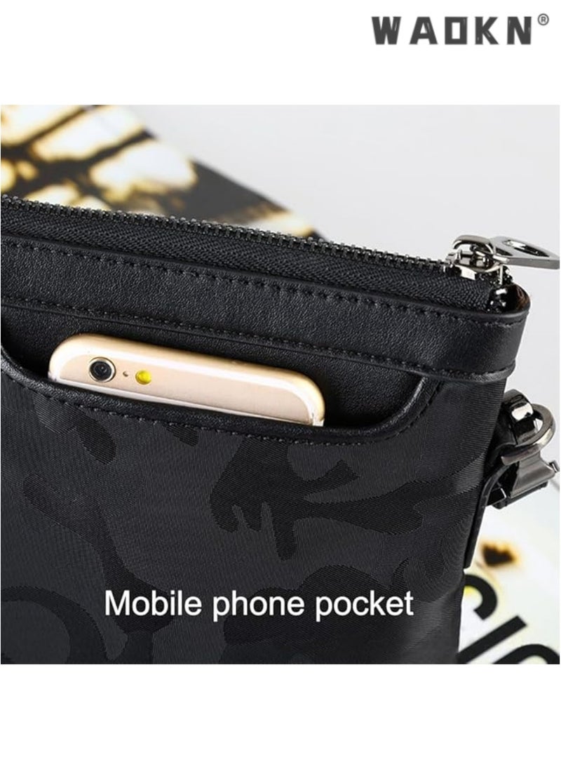WAOKN Fashionable Men's Wrist Bag, Multi-functional Organizer Handbag, Elegant Wrist Wallet, Convenient Hand-held Small Crossbody Bag（black）  - Image 4