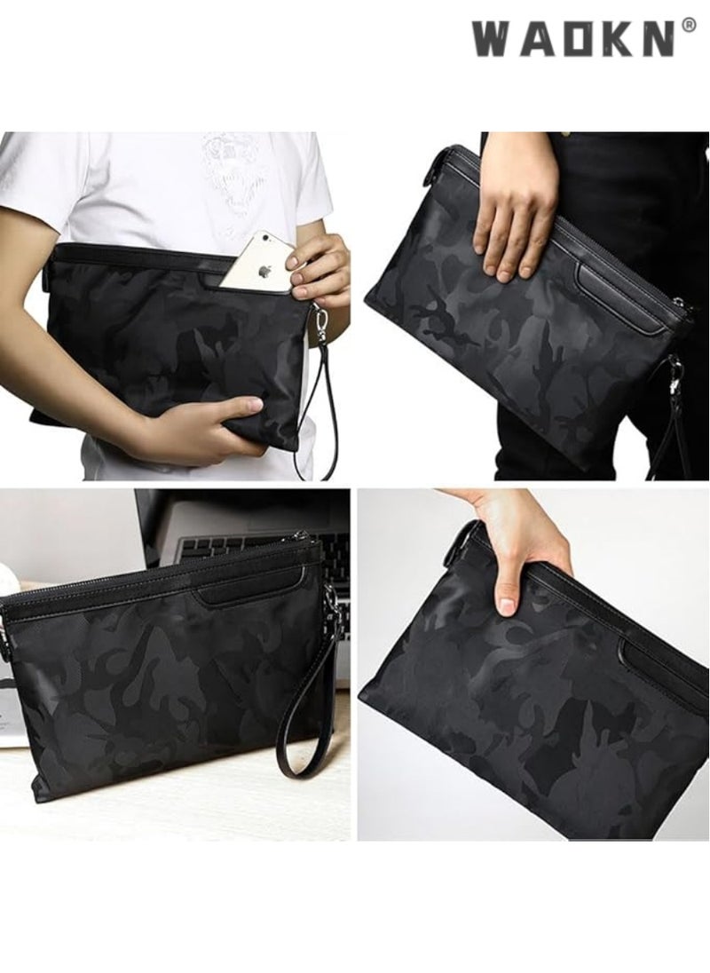 WAOKN Fashionable Men's Wrist Bag, Multi-functional Organizer Handbag, Elegant Wrist Wallet, Convenient Hand-held Small Crossbody Bag（black）  - Image 5