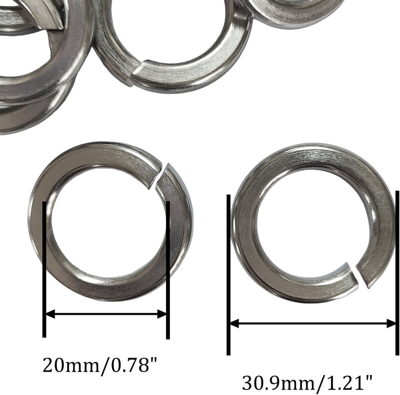 NACX M20 Split Lock Washer, 304 Stainless Steel Spring Lock Washer, 18Pcs - Image 2