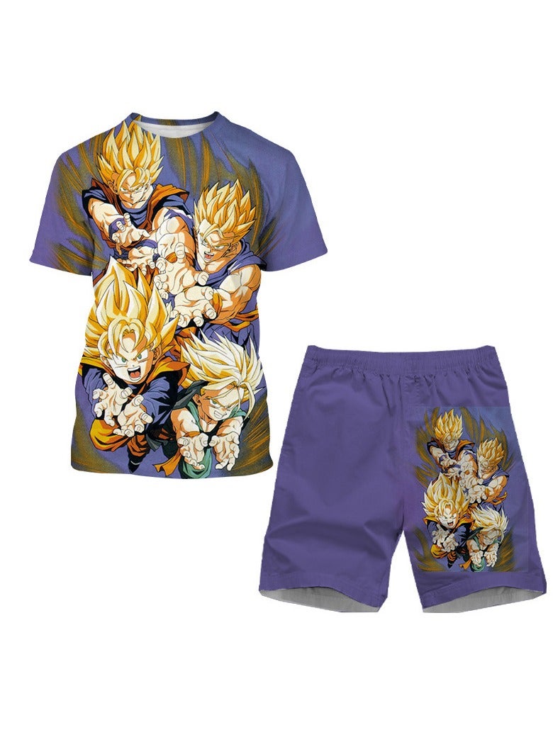 KUYING Summer Dragon Ball Shirt+Shorts Sports And Leisure Two Piece Set  - Image 1