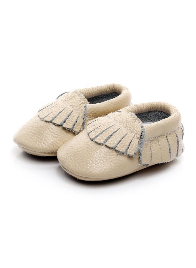 HONGTEYA Leather Baby Moccasins Hard Soled Tassel Crib Toddler Shoes for Boys and Girls…, Beige, 18-24 Months - Image 5