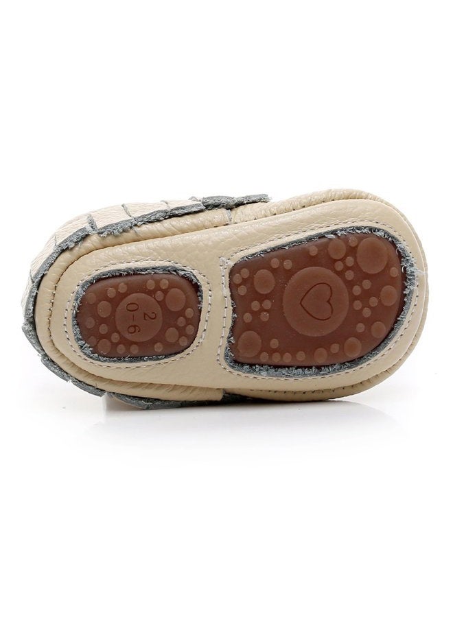 HONGTEYA Leather Baby Moccasins Hard Soled Tassel Crib Toddler Shoes for Boys and Girls…, Beige, 18-24 Months - Image 4