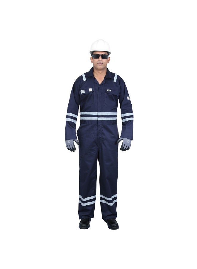 Vaultex MIS 230GSM Fire Retardant Reftlective tape cotton coverall,Navy Blue, 2XL - Image 1