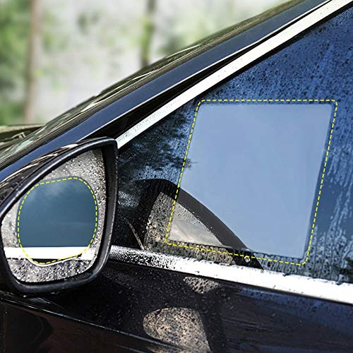 KeepCart Polyethylene Terephthalate Universal Car Accessories Rear-View Mirror Waterproof Anti Fog Rainproof Anti-Water Protective Film Self-Adhesive Sticker For Car (Oval - 2 Pcs & Square - 2 Pcs) - Image 3