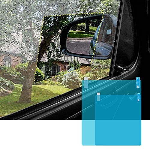KeepCart Polyethylene Terephthalate Universal Car Accessories Rear-View Mirror Waterproof Anti Fog Rainproof Anti-Water Protective Film Self-Adhesive Sticker For Car (Oval - 2 Pcs & Square - 2 Pcs) - Image 4