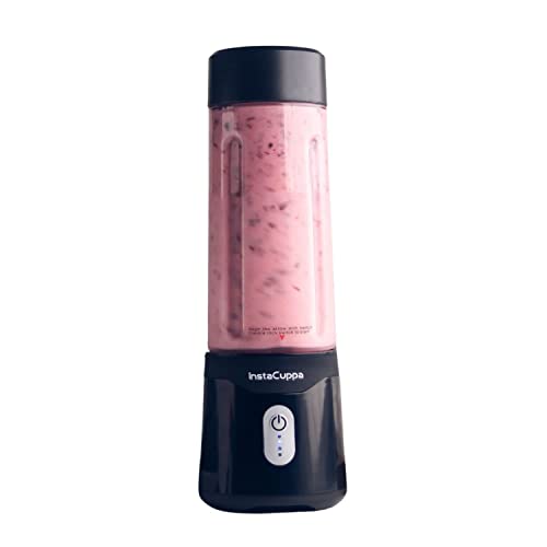InstaCuppa Stainless Steel Portable Blender for Smoothies & Juices,Mixer Juicer that Crushes Ice,Electric Shaker USB Rechargeable Battery with 4000 mAh 230 Watts Motor,500 ML Juice Maker,Black - Image 1