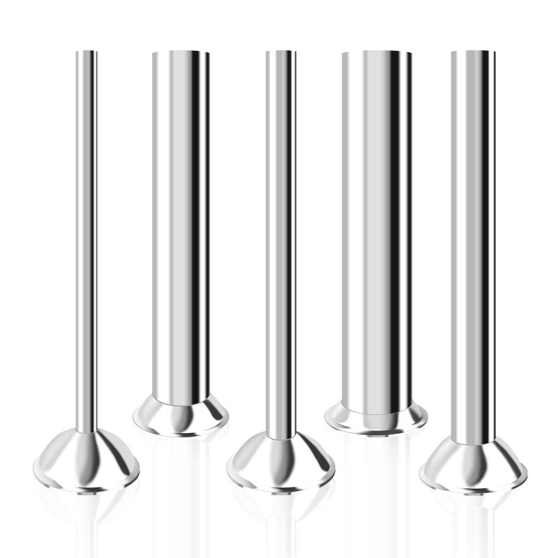 Wutfly 5-Piece Stainless Steel Sausage Stuffer Tubes for #5 Stuffer, Food-Grade Sausage Stuffing Funnels (8mm, 15mm, 21mm, 31mm, 38mm), 52mm Base Diameter Replacement Horns for Home Sausage Making - Image 1
