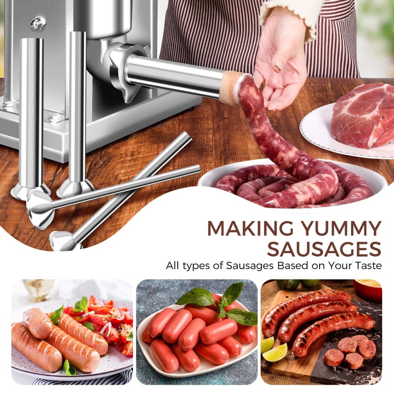 Wutfly 5-Piece Stainless Steel Sausage Stuffer Tubes for #5 Stuffer, Food-Grade Sausage Stuffing Funnels (8mm, 15mm, 21mm, 31mm, 38mm), 52mm Base Diameter Replacement Horns for Home Sausage Making - Image 5