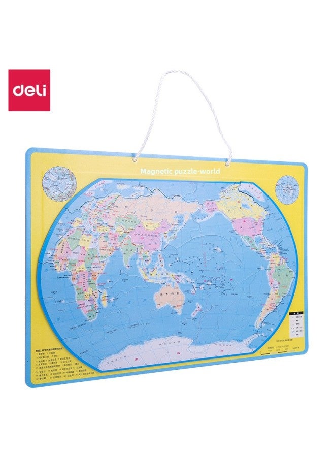 Deli 18051 Magnetic World Puzzle 42*29 Primary School Students Magnetic Geography Global Terrain Children's Educational Toys-Color:18052 Magnetic Chinese Puzzle (Green)  - Image 2