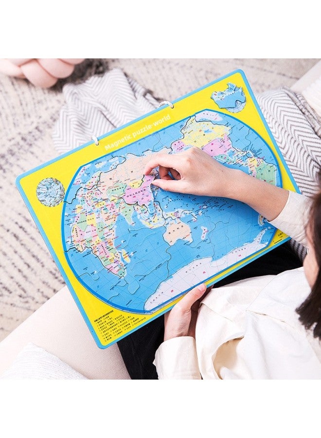 Deli 18051 Magnetic World Puzzle 42*29 Primary School Students Magnetic Geography Global Terrain Children's Educational Toys-Color:18052 Magnetic Chinese Puzzle (Green)  - Image 3
