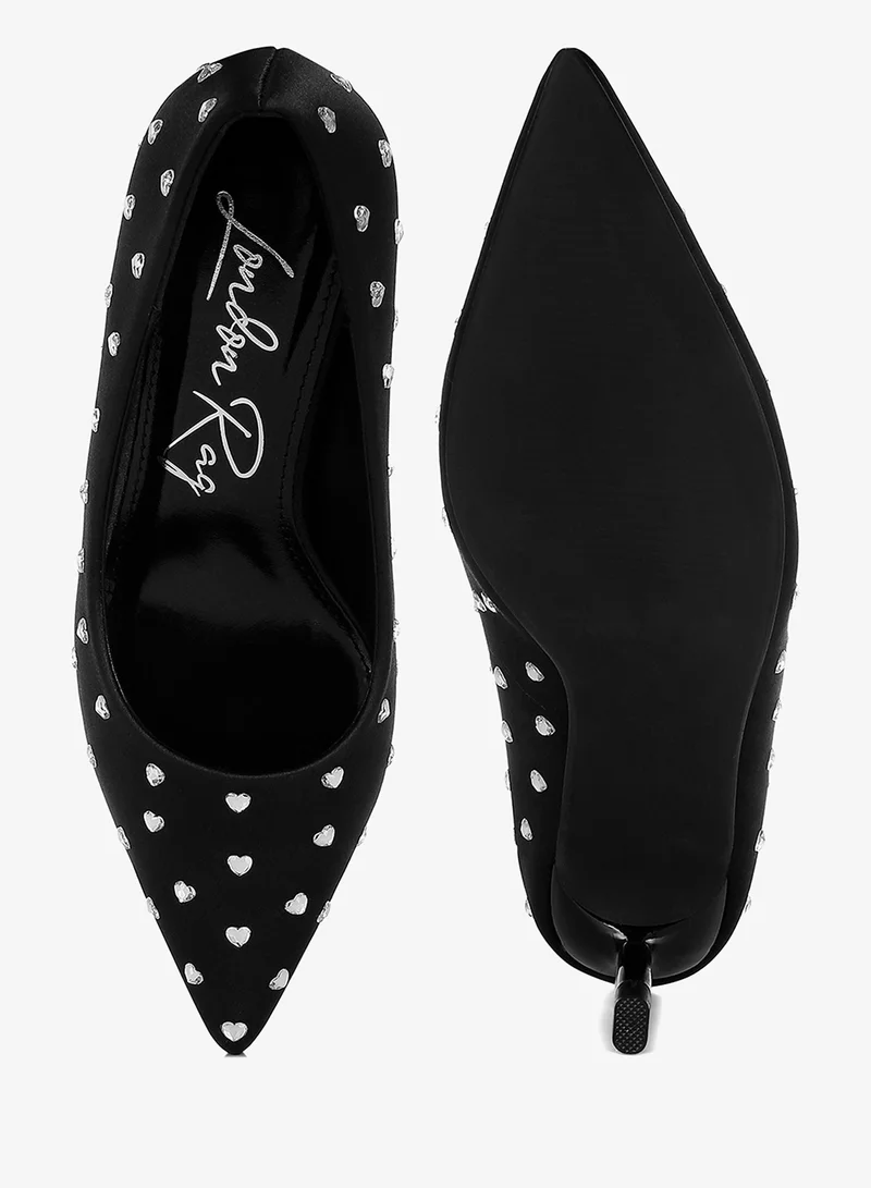 London Rag BLACK Heart-Shaped Rhinestones Pumps in Black for Women | Best Price UAE