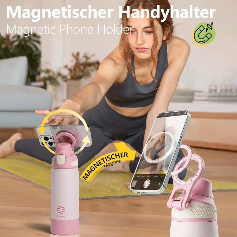 FjBottle Stainless Steel Drinking Bottle with Magnetic Grip as Phone Holder - 1-Click Opening Sports Water Bottle 1000/700/600 ml – BPA-Free/Leak-Proof Bottle for Fitness, Yoga - Image 3