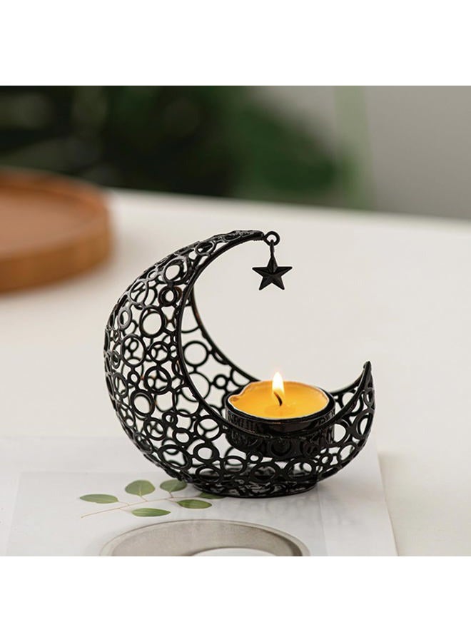 COMZPLIFE Upgrade Moon Candle Holder, Tea Light Candle Holder, Black Metal Candle Holder for Home Decor - Image 3