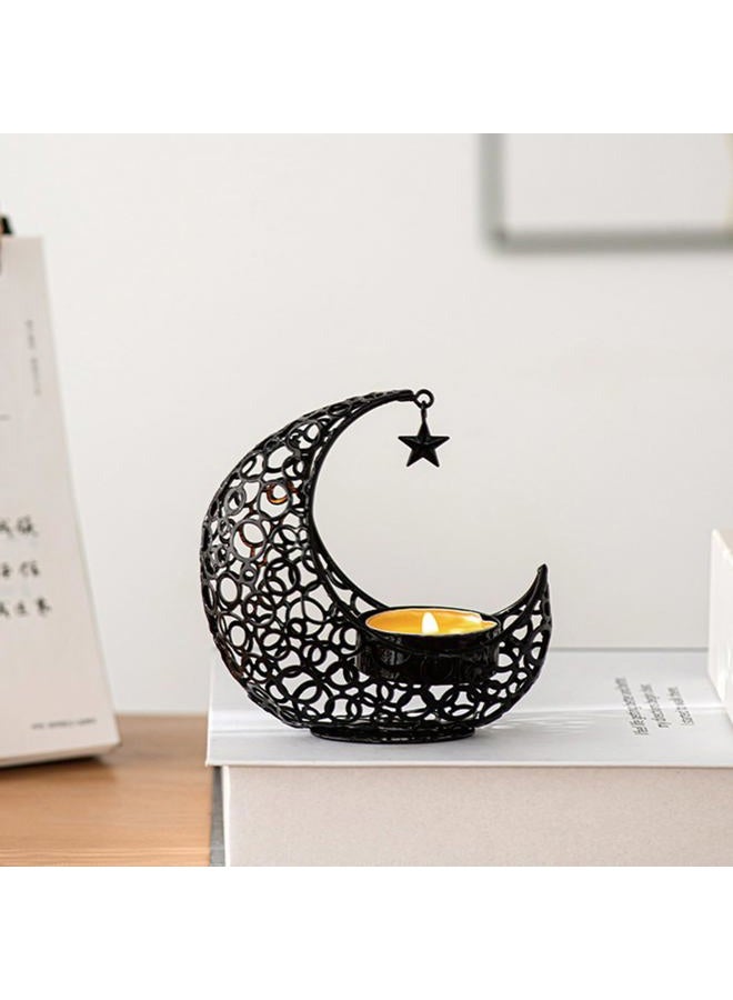 COMZPLIFE Upgrade Moon Candle Holder, Tea Light Candle Holder, Black Metal Candle Holder for Home Decor - Image 5