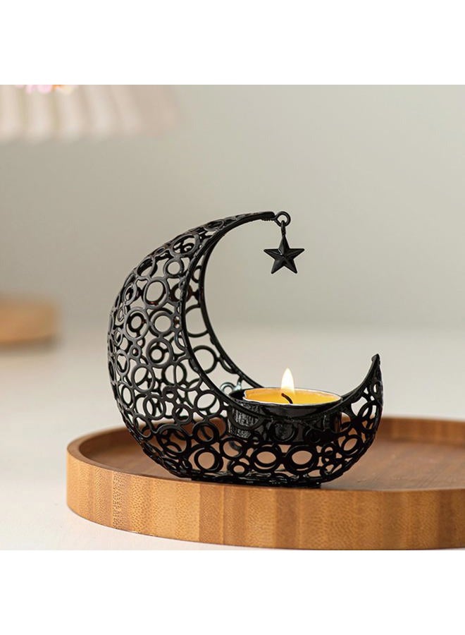 COMZPLIFE Upgrade Moon Candle Holder, Tea Light Candle Holder, Black Metal Candle Holder for Home Decor - Image 4