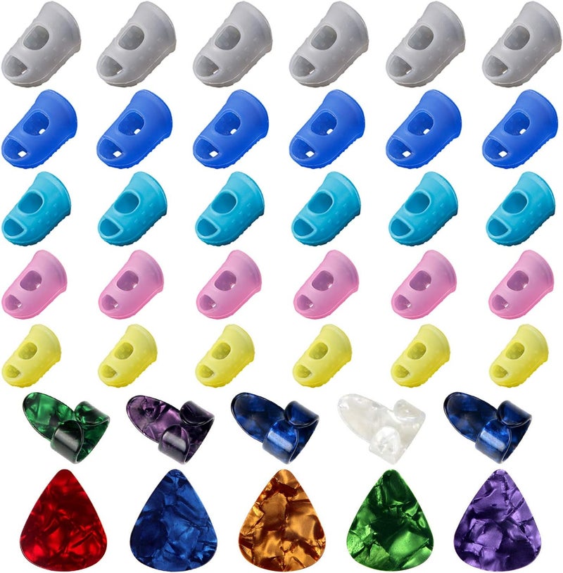 Augsun 30pcs Silicone Guitar Finger Guards Fingertip Protectors Fingertip Protection Covers Caps for Stringed Instruments, Sewing and Embroidery (5 Sizes) - Image 1