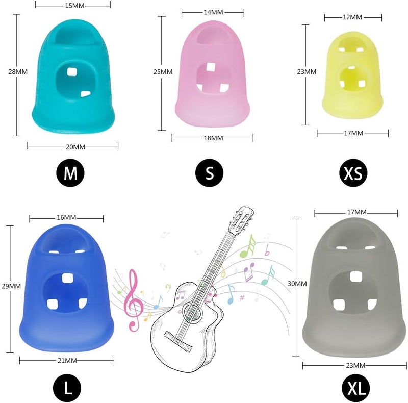 Augsun 30pcs Silicone Guitar Finger Guards Fingertip Protectors Fingertip Protection Covers Caps for Stringed Instruments, Sewing and Embroidery (5 Sizes) - Image 2