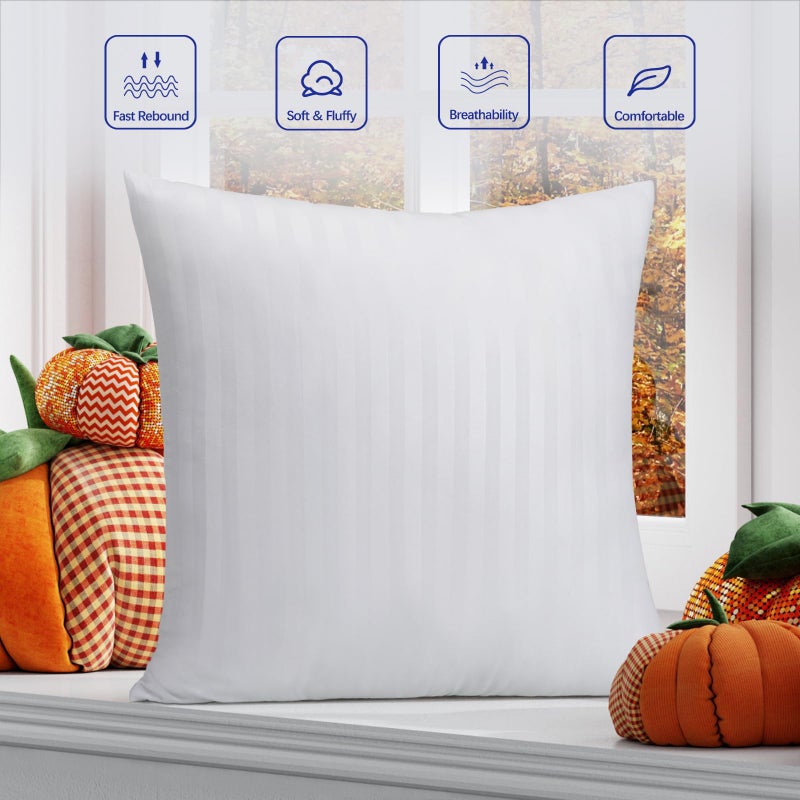 OKBA Set of 2 Throw Pillow Inserts, Hypoallergenic Soft & Firm Cushions with 100% Cotton Cover, 22x22 Pillows Filler for Side Sleepers, Sofa, Bed and Home Decor, Indoor Quality Hotel Pillows - Image 4