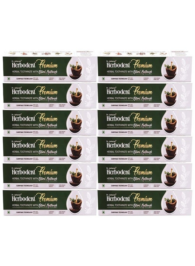 Herbodent® Premium Toothpaste - 3.53 oz Pack of 12 | A Unique Blend of 21 Herbs Like Neem, Clove, Cinnamon, Cardamom with Natural Mouthwash - No Paraben, No Fluoride, No Saccharin, No Triclosan - Image 1