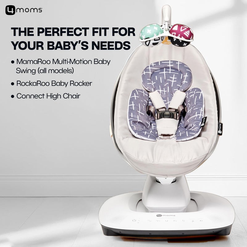 4moms RockaRoo and MamaRoo Infant Insert, Machine Washable, Soft, Plush Fabric, Reversible Design, Dark Grey - Image 2