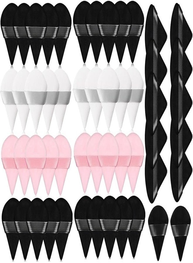 SUNISA 52 Pieces Triangle Cosmetic Loose Powder Puffs Washable Reusable Soft Plush Foundation Sponge for Face Body Wet Dry Makeup Tool- Multicolor Pack of 52 - Image 1