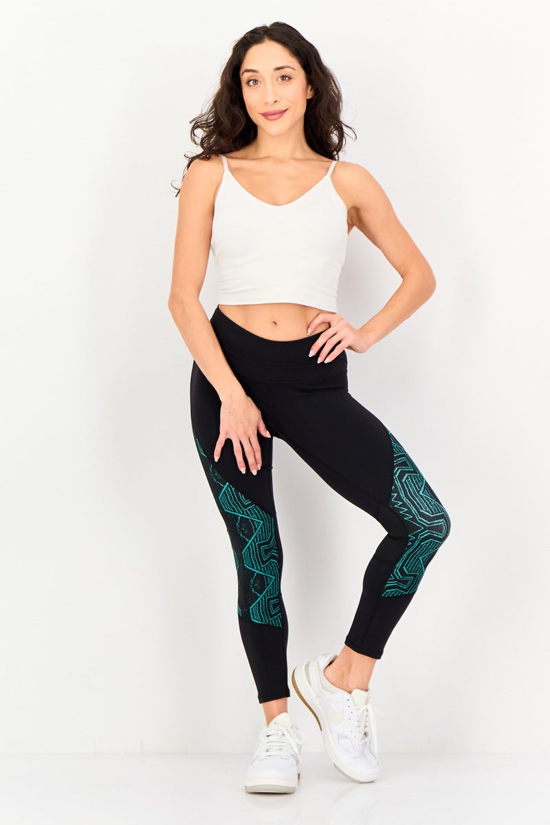 Body Language Women 3/4th Graphic Print Leggings, Black - Image 3