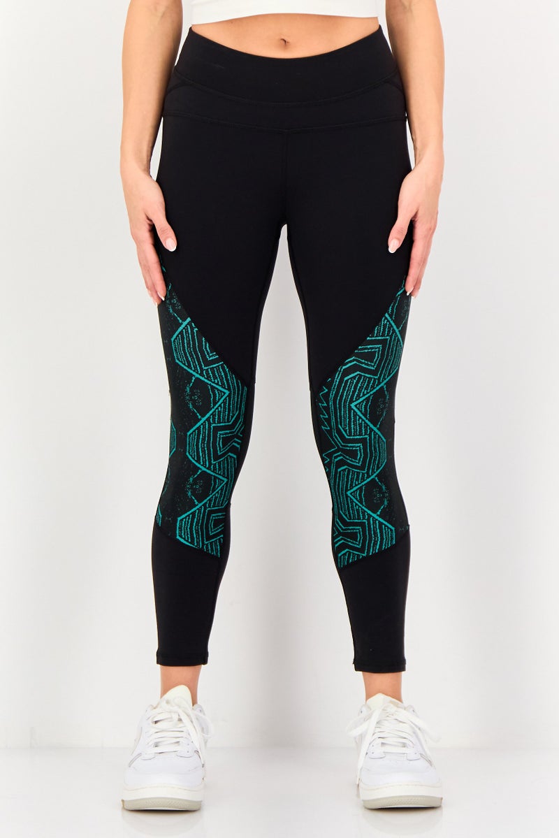Body Language Women 3/4th Graphic Print Leggings, Black - Image 1