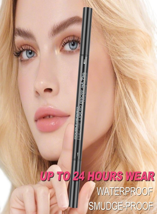 DRMODE Microblading Eyebrow Pencil, Waterproof Eyebrow Pencils for Women Blonde Hair Like Natural Liquid Brow Contouring Pen, 2-in-1 Dual-Ended Eye Brow Filler Pen with Precise Micro-Fork-Tip, Light Brown - Image 5