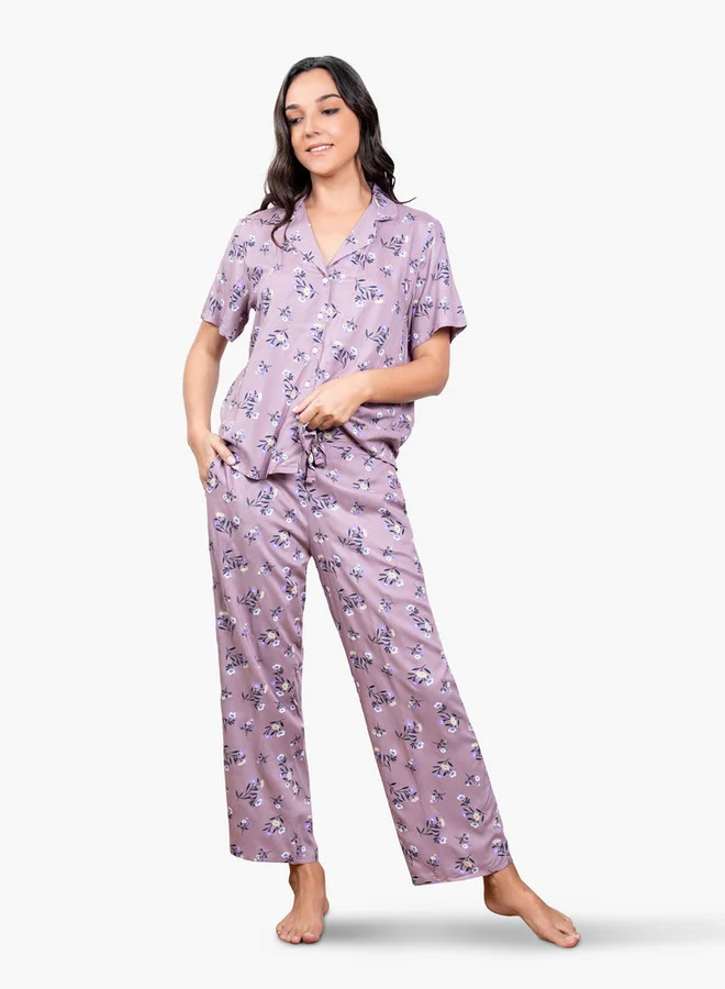 Aadaraya Floral Print Pyjama Set