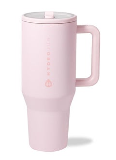 HydroJug HydroJug Traveler - 40 oz Water Bottle with Handle & Flip Straw - Fits in Cup Holder, Leak Resistant Tumbler-Reusable Insulated Stainless Steel & Rubber Base - Gifts for Women & Me  - Image 1