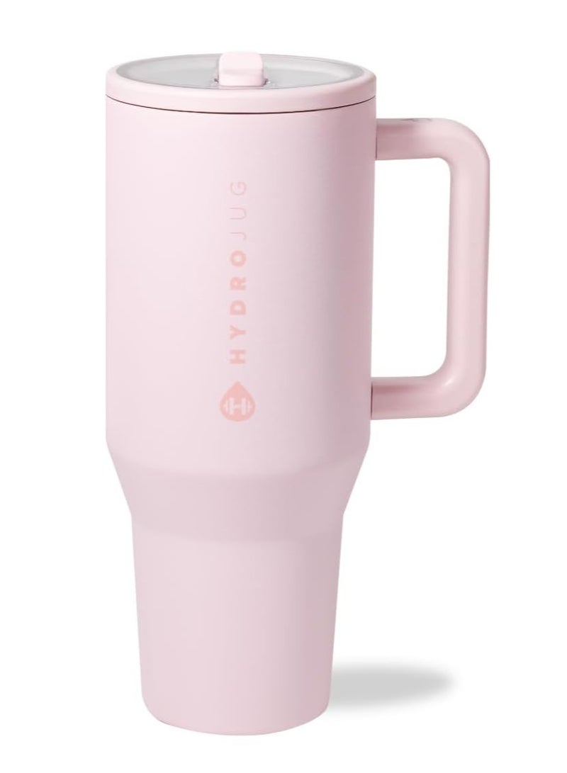 إبريق مائي Hydrojug Traveler - زجاجة ماء 40 أونصة مع مقبض وقش قش - يناسبها في حامل الكأس ، وتسرب مقاومة للبهلوان المعزول المقاوم للصدأ والقاعدة المطاطية - هدايا للنساء و ME - Image 1