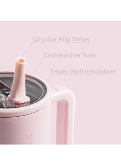 HydroJug HydroJug Traveler - 40 oz Water Bottle with Handle & Flip Straw - Fits in Cup Holder, Leak Resistant Tumbler-Reusable Insulated Stainless Steel & Rubber Base - Gifts for Women & Me  - Image 3