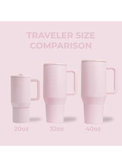 HydroJug HydroJug Traveler - 40 oz Water Bottle with Handle & Flip Straw - Fits in Cup Holder, Leak Resistant Tumbler-Reusable Insulated Stainless Steel & Rubber Base - Gifts for Women & Me  - Image 4