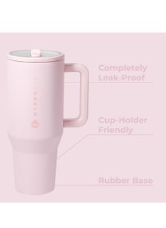 HydroJug HydroJug Traveler - 40 oz Water Bottle with Handle & Flip Straw - Fits in Cup Holder, Leak Resistant Tumbler-Reusable Insulated Stainless Steel & Rubber Base - Gifts for Women & Me  - Image 2