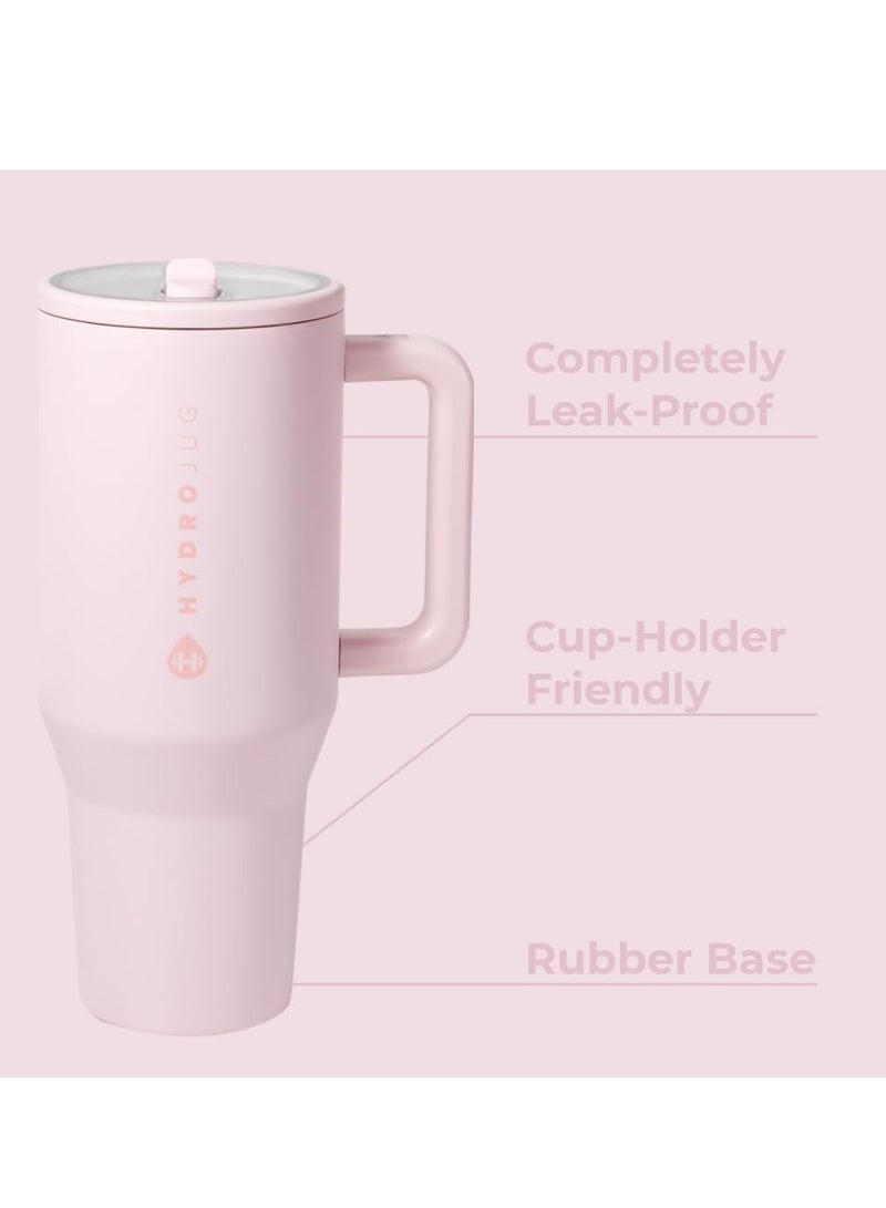 إبريق مائي Hydrojug Traveler - زجاجة ماء 40 أونصة مع مقبض وقش قش - يناسبها في حامل الكأس ، وتسرب مقاومة للبهلوان المعزول المقاوم للصدأ والقاعدة المطاطية - هدايا للنساء و ME - Image 2