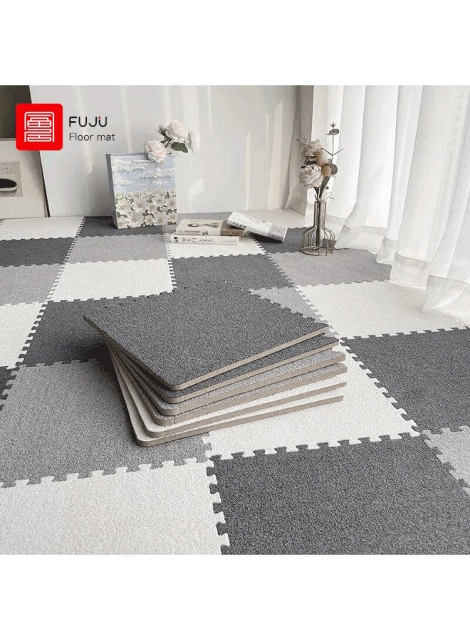 Foojo Short-pile Patchwork Carpet Tiles, Full Coverage, Gray Series, 3 Colors, 9 Pieces, 30cm - Image 1