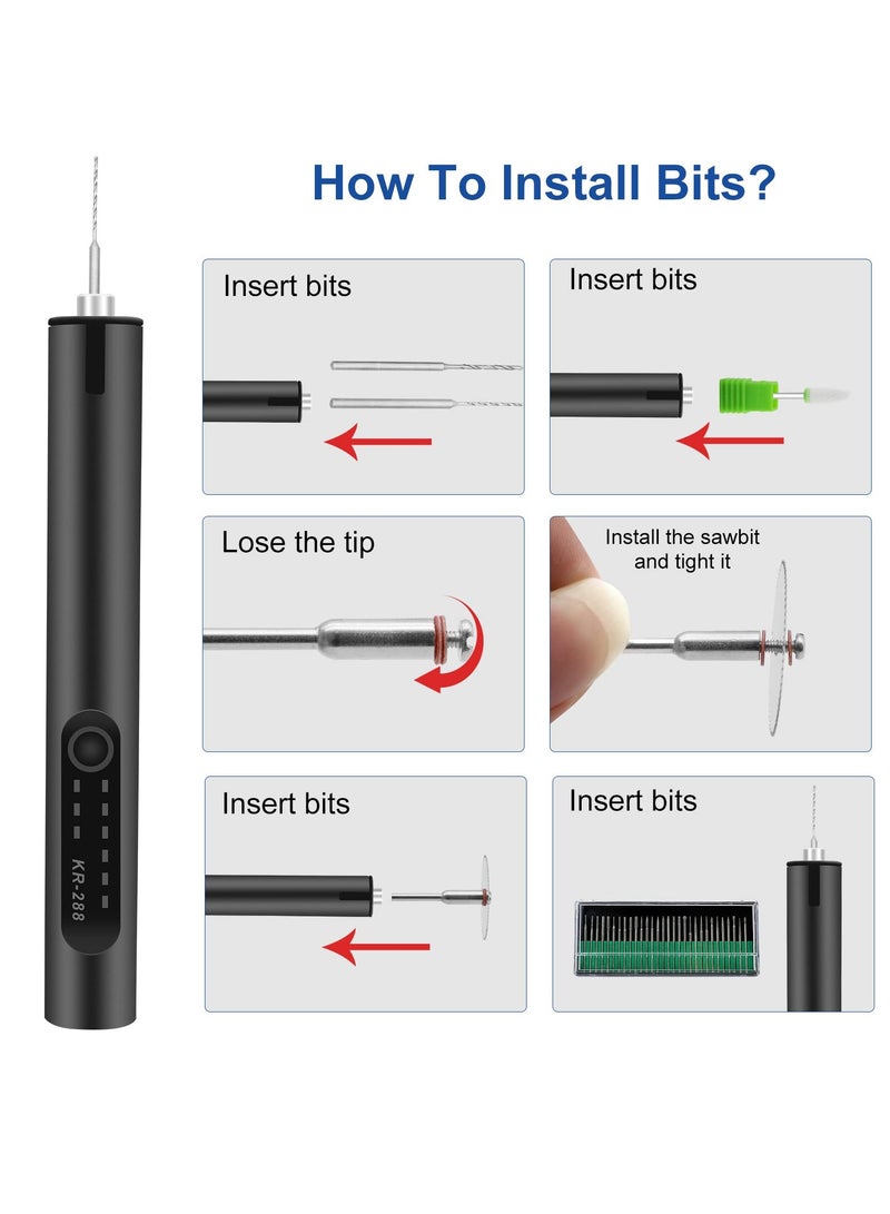 KASTWAVE Engraving Pen with LED Light - USB Rechargeable, 35bits, Mini Electric Engraving Machines Etching Pen, Cordless Handheld Etcher Tool for DIY Jewelry Metal Wood Stone Glass - Image 4